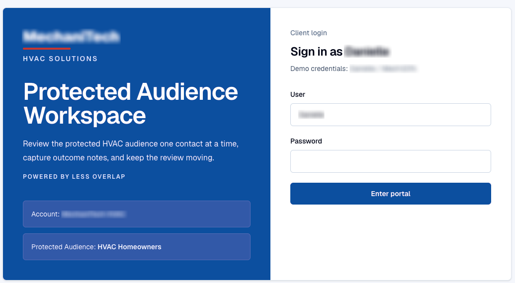 Branded Protected Audience Workspace client login